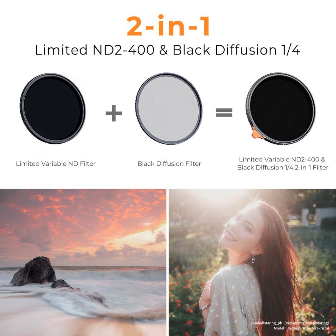K&F Concept 49mm Black Mist 1/4 + ND2-400 Variable ND Filter Anti-reflection Green Film Nano-X Series KF01.2016 - 2